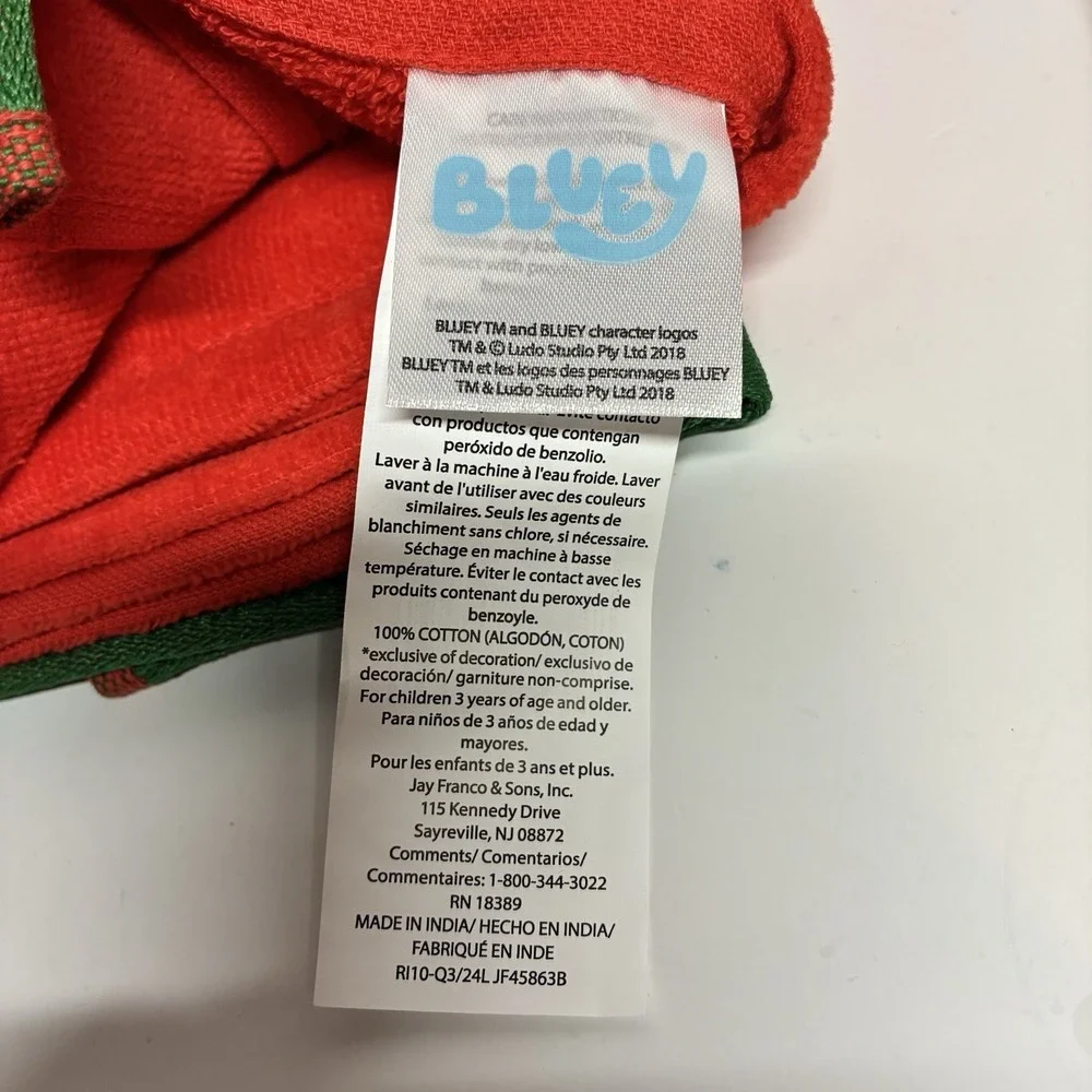 Christmas Bluey Santa Hat Red Hand Towels 2 Pack Cotton 15